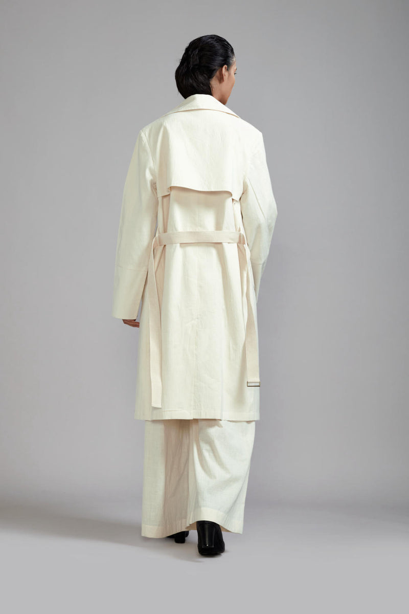 Off-White Trench Jacket cotton Jackets and Overlays by Mati in white color for women in Singapore