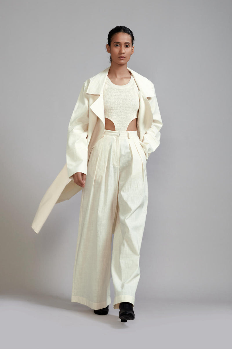 Off-White Trench Jacket cotton Jackets and Overlays by Mati in white color for women in Singapore