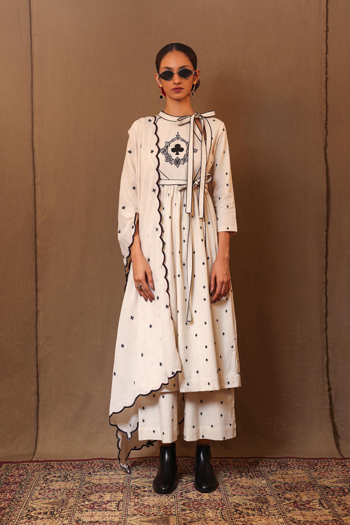 Off-White Club EMB Rakha Set (3 PCS) 100% cotton by Mati in white color for women in Singapore