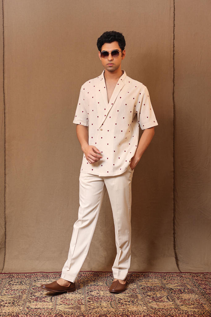 Off-White Straight Pants cotton by Mati Men in white color for men in Singapore