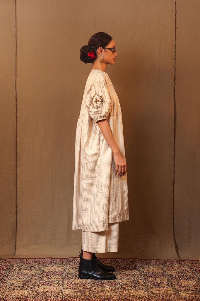 Off-White STR EMB Club Acra Tunic Set (2 PCS) 100% cotton by Mati in white color for women in Singapore