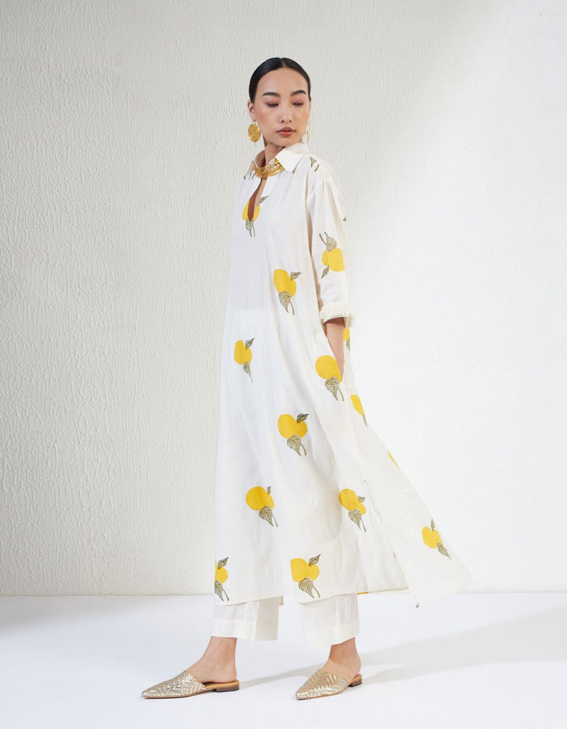 LAYLA SET cotton Light Kurta Sets by Aavidi in white color for women in Singapore