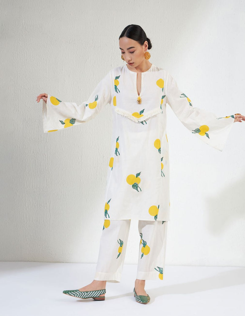 VEERA SET 1 cotton Light Kurta Sets by Aavidi in white color for women in Singapore