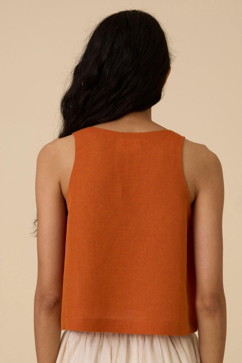 Olena Orange Embroidered Top cotton by The Summer House in orange color for women in Singapore