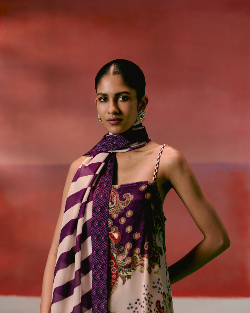 Olive & Purple Paisley Kurta Set Buy Olive & Purple Paisley Kurta Set from C&W | Kurta/Kurta Sets for Women by Label Mogra in olive color for women in Singapore