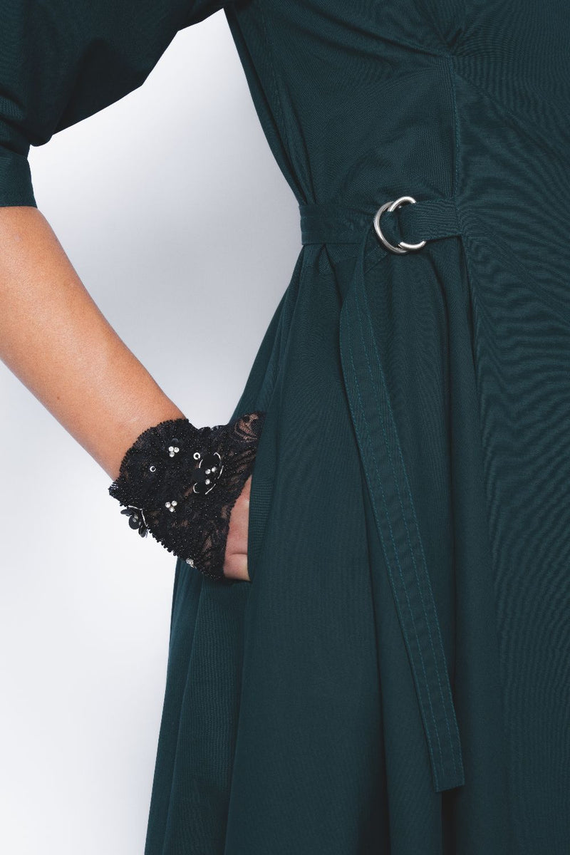 Olivette Dress - Forest Green cotton Buy Olivette Dress - Forest Green from C&W | Dresses for Women by Leh Studios in green color for women in Singapore