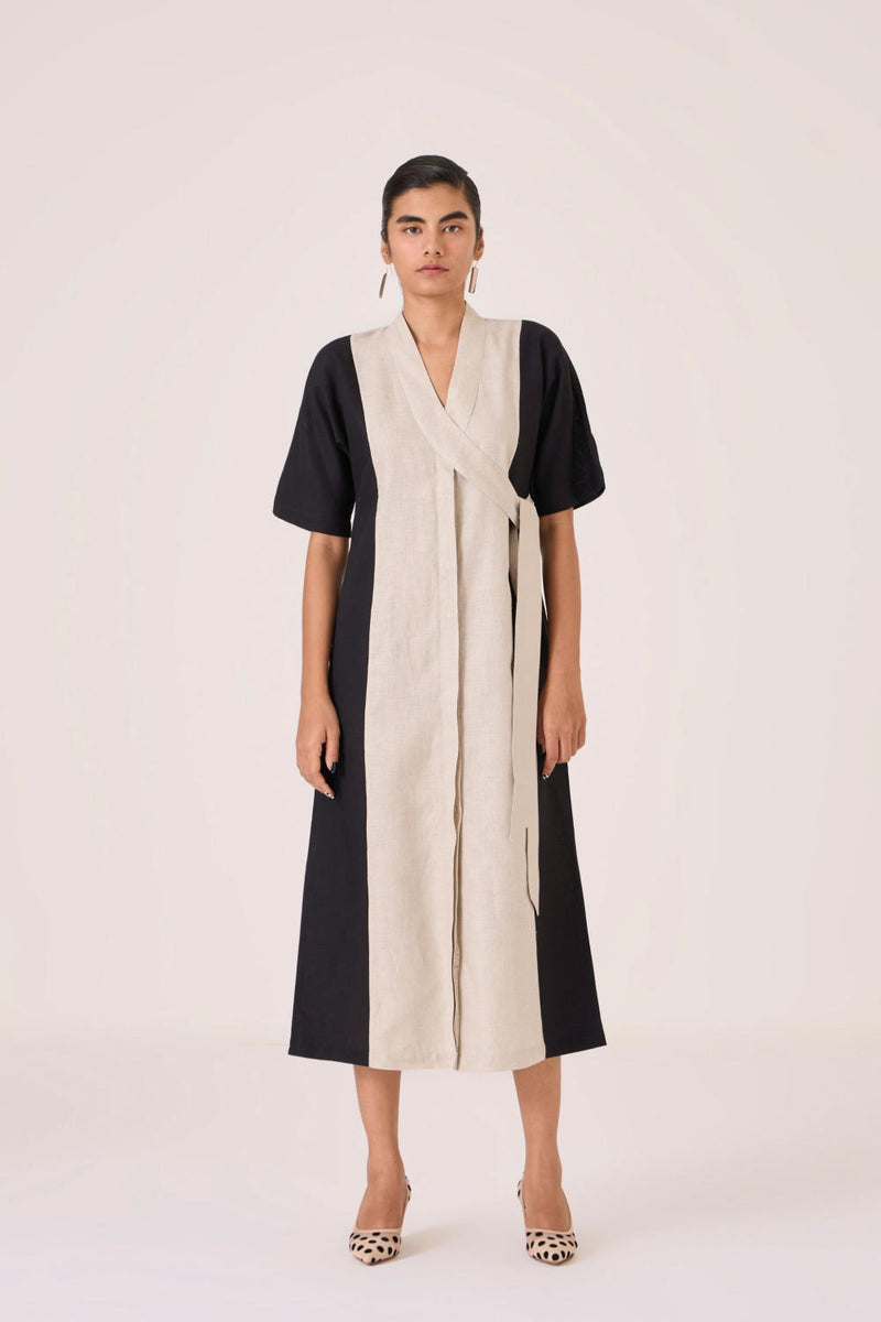Omya Button Down Dress linen by The Summer House in beige color for women in Singapore
