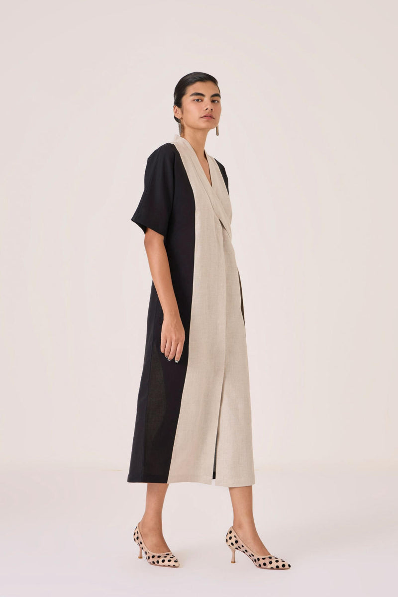 Omya Button Down Dress linen by The Summer House in beige color for women in Singapore