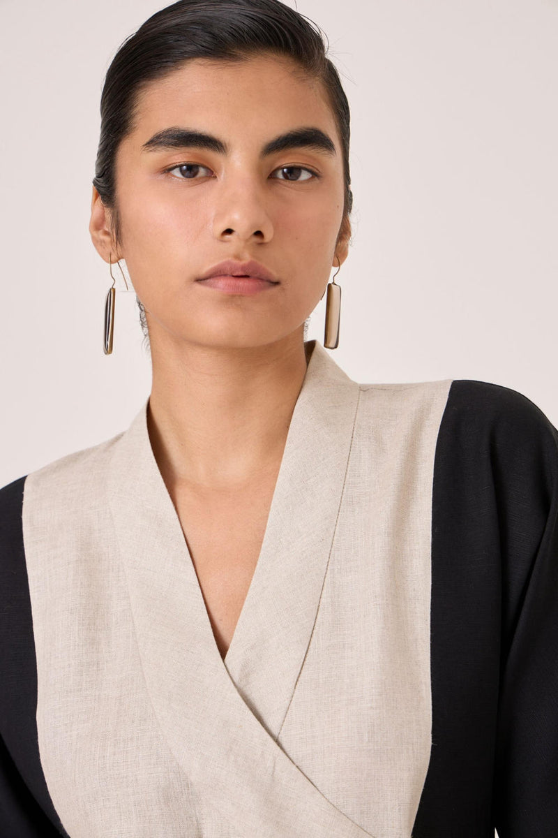 Omya Button Down Dress linen by The Summer House in beige color for women in Singapore