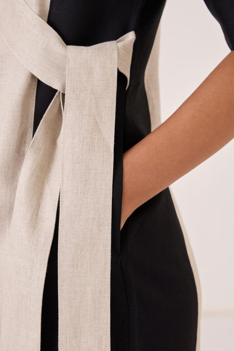 Omya Button Down Dress linen by The Summer House in beige color for women in Singapore