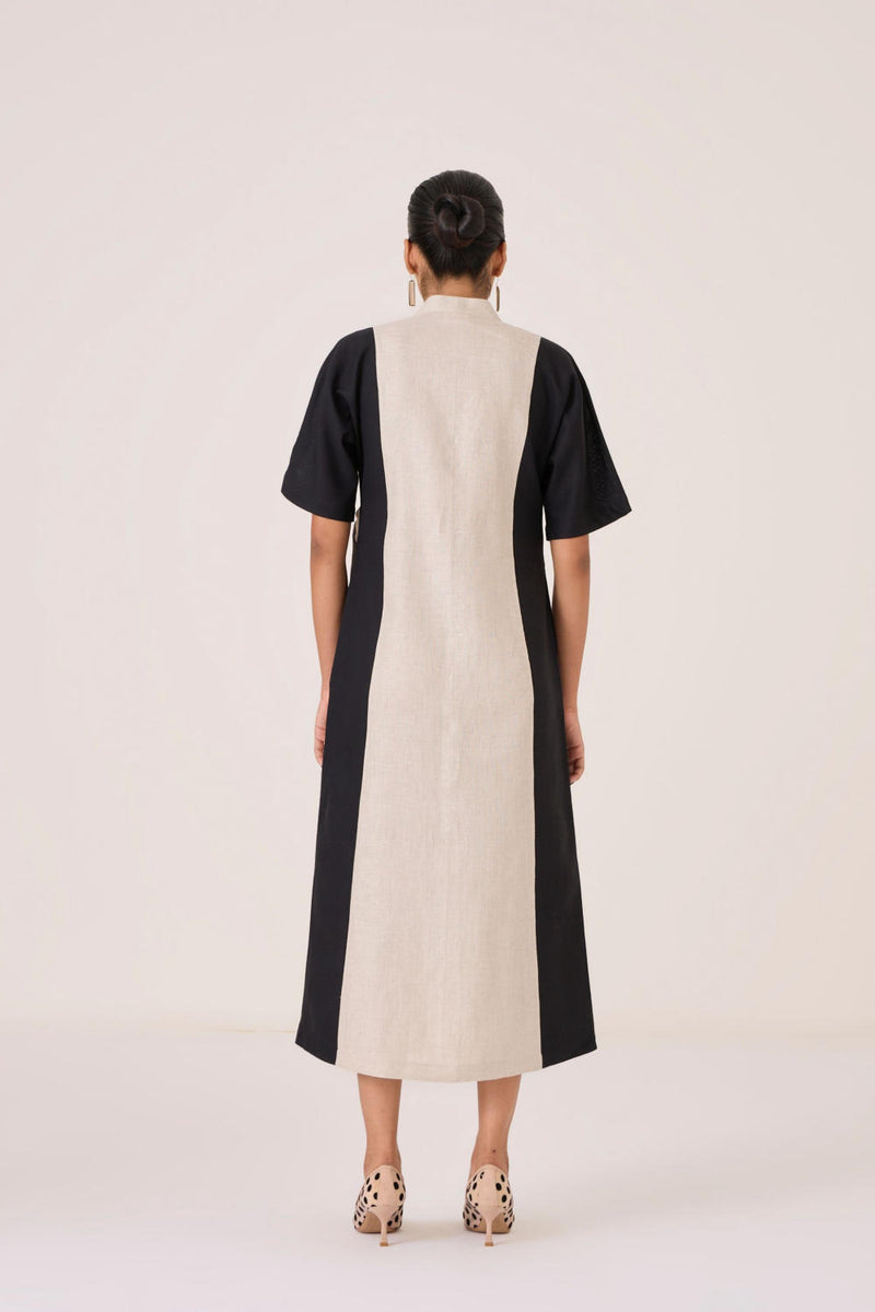 Omya Button Down Dress linen by The Summer House in beige color for women in Singapore