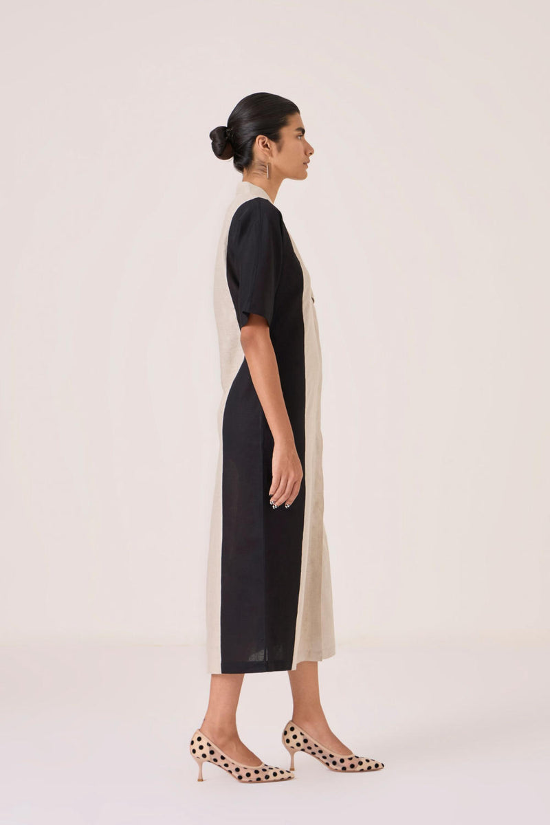 Omya Button Down Dress linen by The Summer House in beige color for women in Singapore