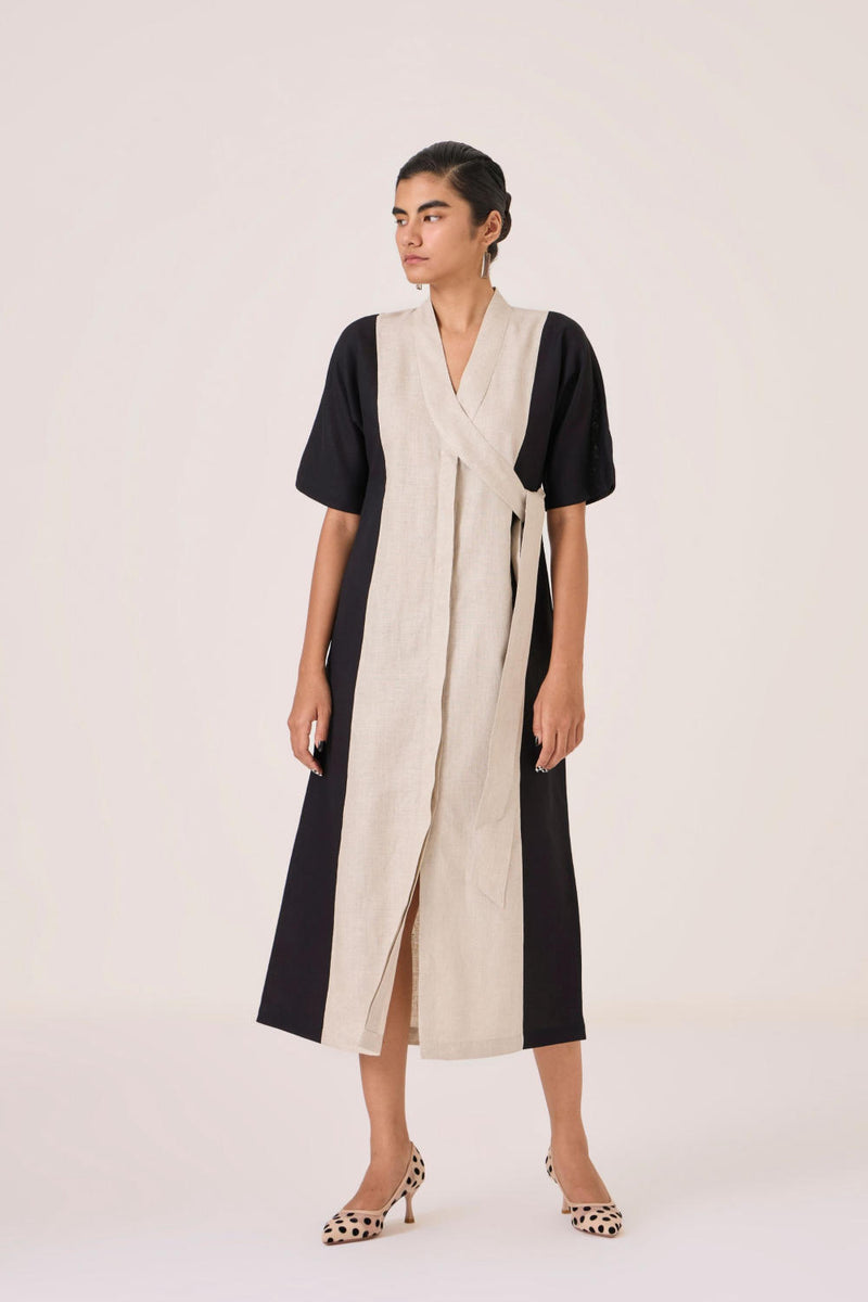 Omya Button Down Dress linen by The Summer House in beige color for women in Singapore