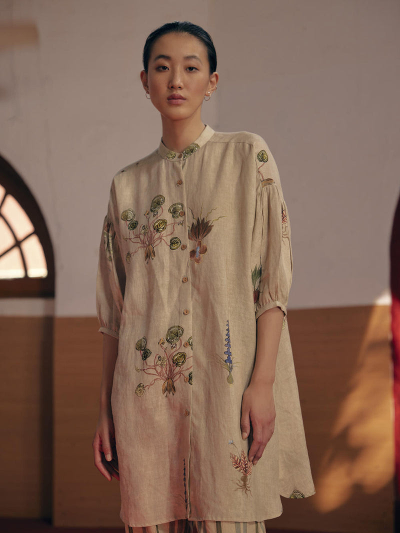 Oracle Set - Botanical Ivory linen Co-ord Sets by CORD in ivory for women in Singapore