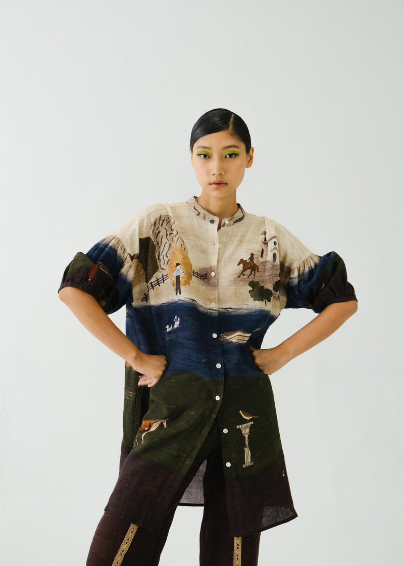 Oracle Tunic-Village Print linen by CORD for women in Singapore