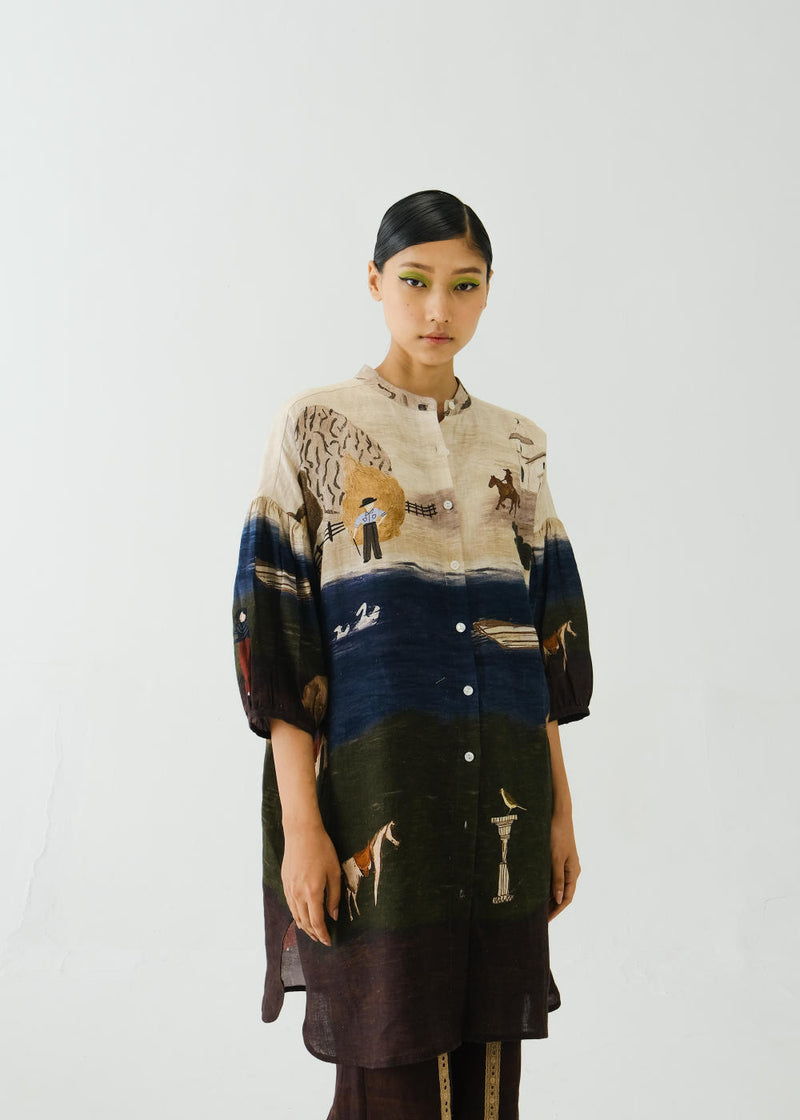 Oracle Tunic-Village Print linen by CORD for women in Singapore