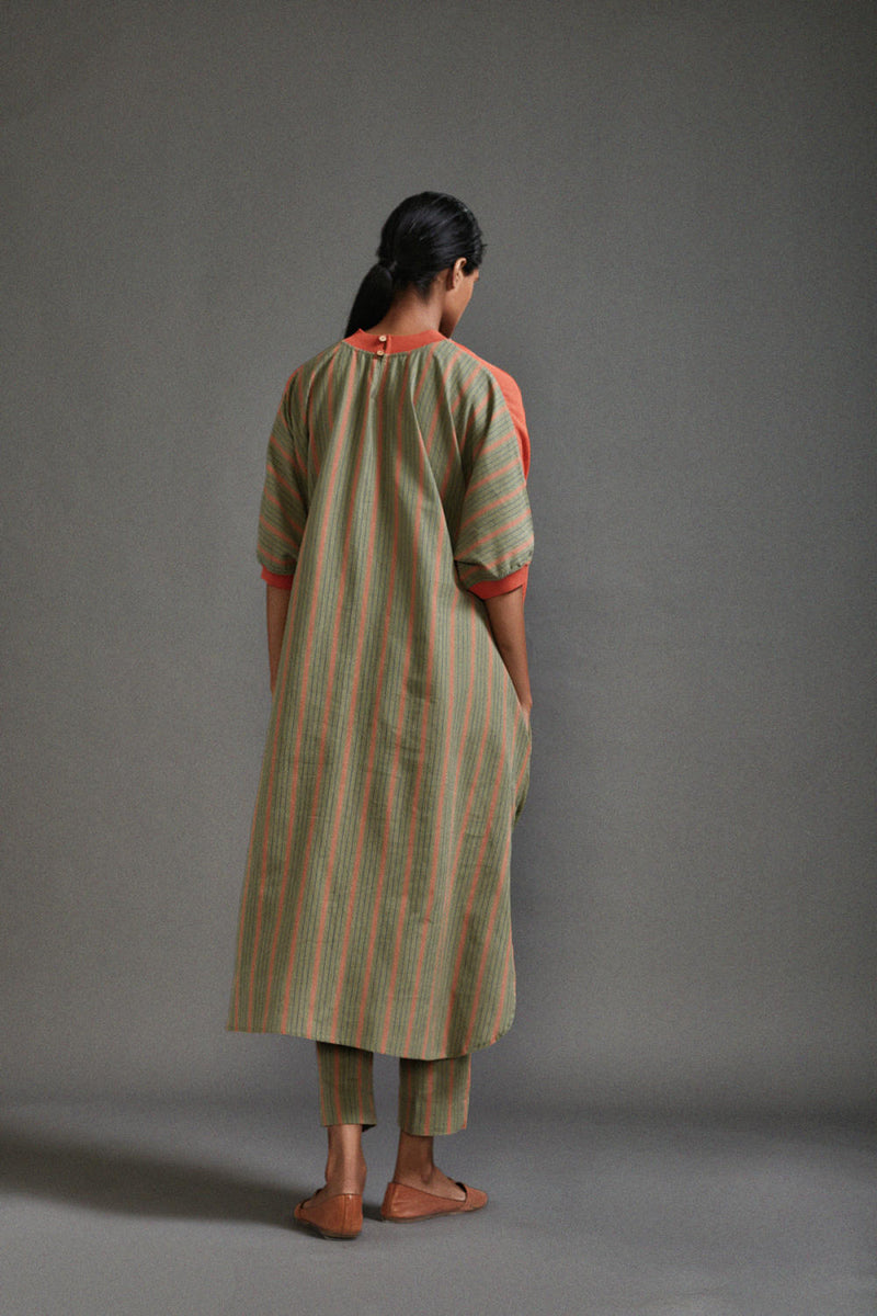 Rust & Green CB Cowl Tunic Set cotton by Mati in green color for women in Singapore