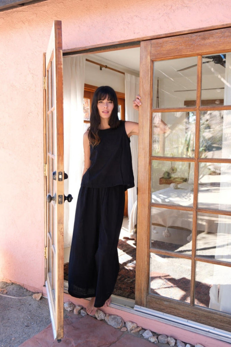 Organic black lounge-Pant cotton by World of Crow in black color for women in Singapore