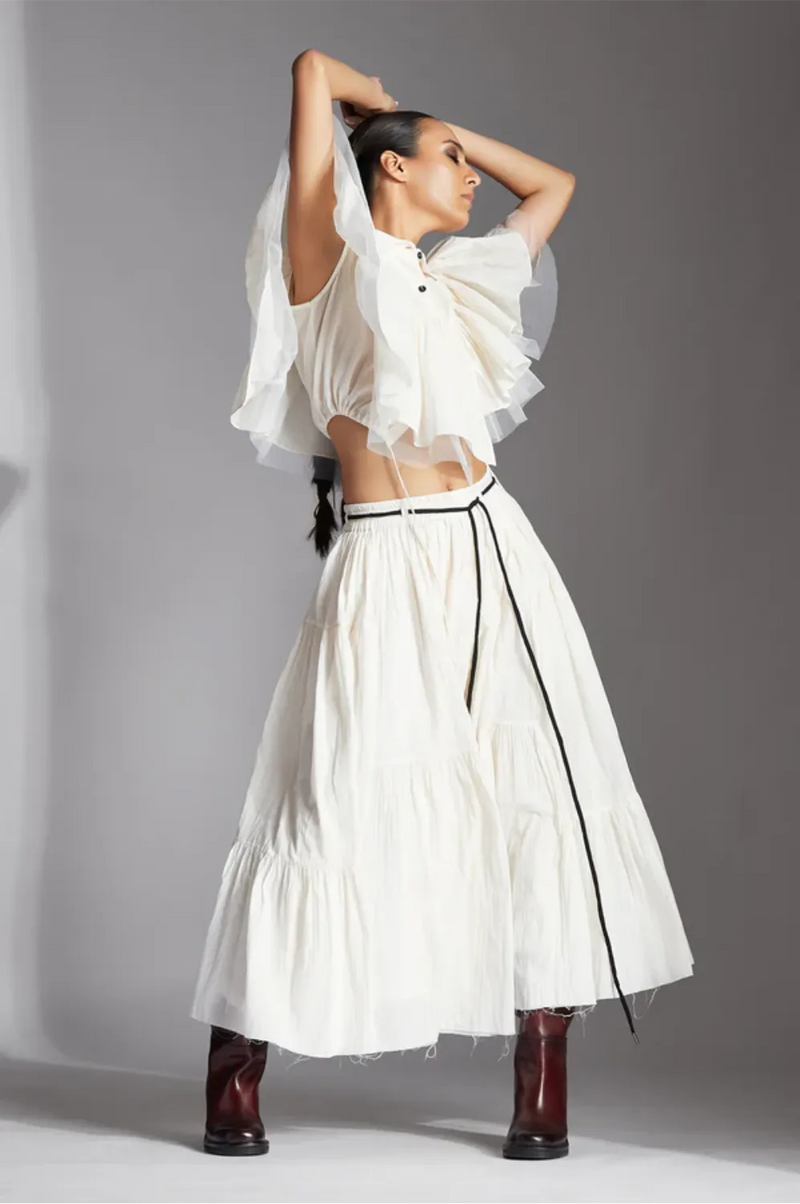 Ori Shirt-White cotton by Chola in white color for women in Singapore