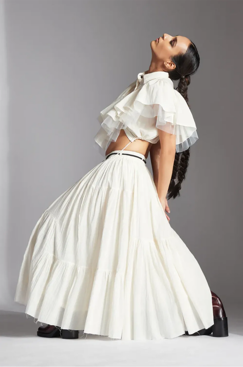 Ori Shirt-White cotton by Chola in white color for women in Singapore