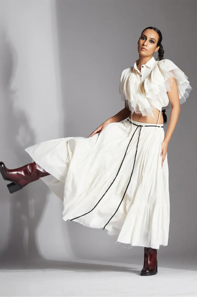 Ori Shirt-White cotton by Chola in white color for women in Singapore
