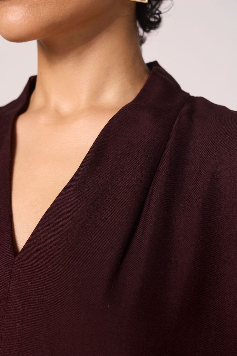 Orion Wine Silk Top silk by The Summer House for women in Singapore