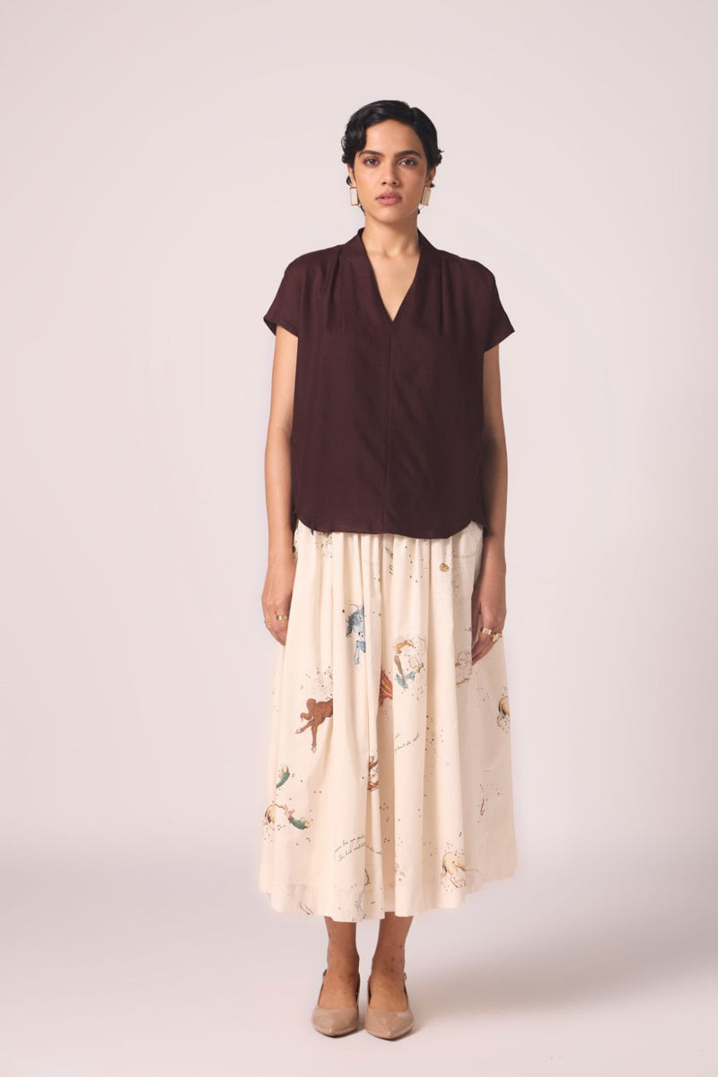 Orion Wine Silk Top silk by The Summer House for women in Singapore