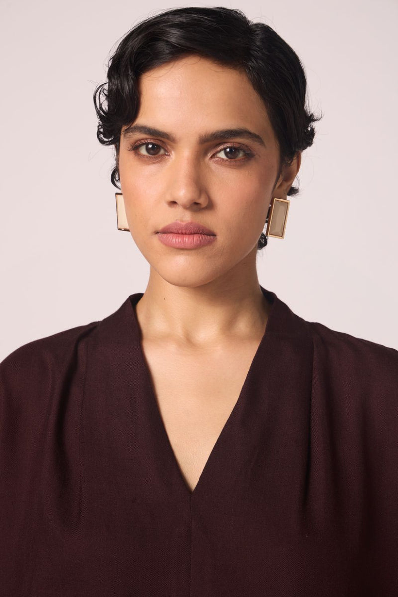 Orion Wine Silk Top silk by The Summer House for women in Singapore