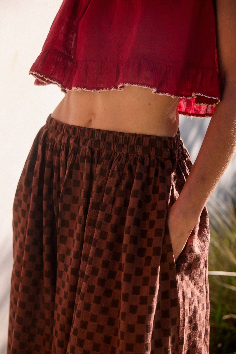 Oxford Skirt – Cocoa Organic Cotton