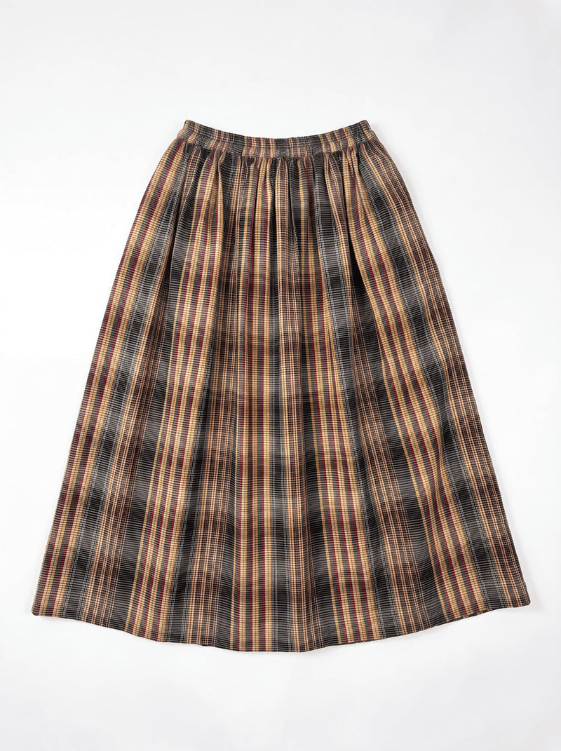 Oxford Skirt-Retro Checkered handwoven cotton skirt by World of Crow in multi-color for women in Singapore