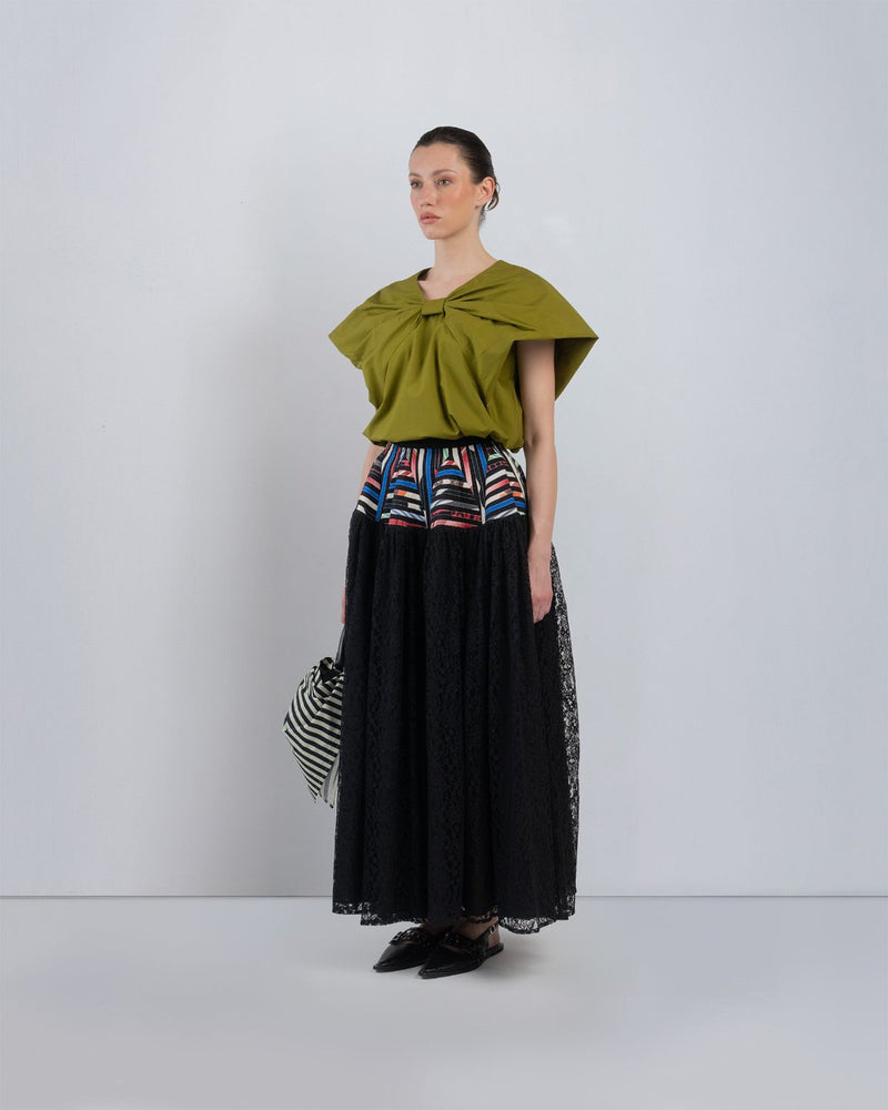 PAGODA PEPLUM SKIRT - Multicolour + Black skirt by Leh Studios in multicolour for women in Singapore