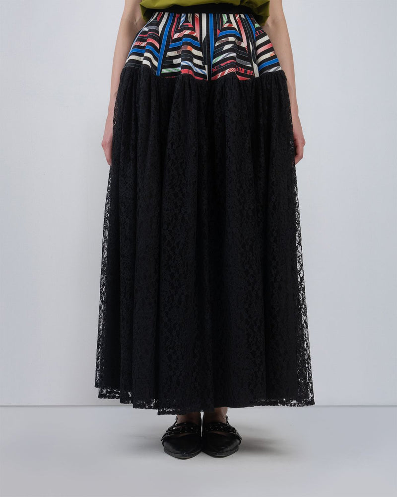 PAGODA PEPLUM SKIRT - Multicolour + Black skirt by Leh Studios in multicolour for women in Singapore