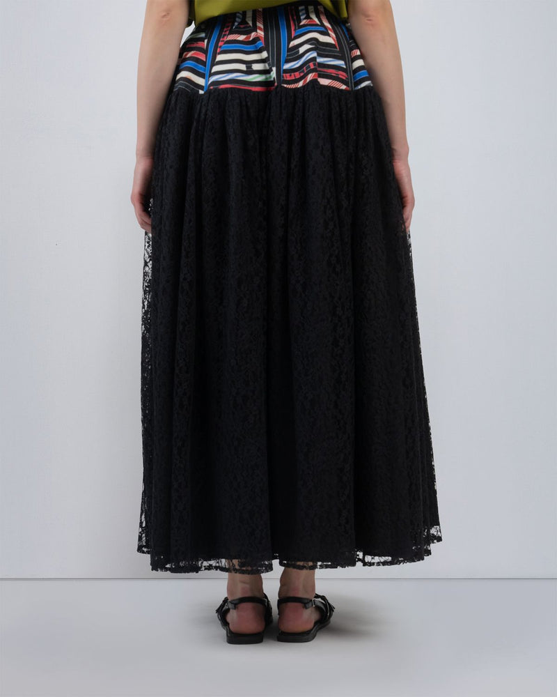 PAGODA PEPLUM SKIRT - Multicolour + Black skirt by Leh Studios in multicolour for women in Singapore