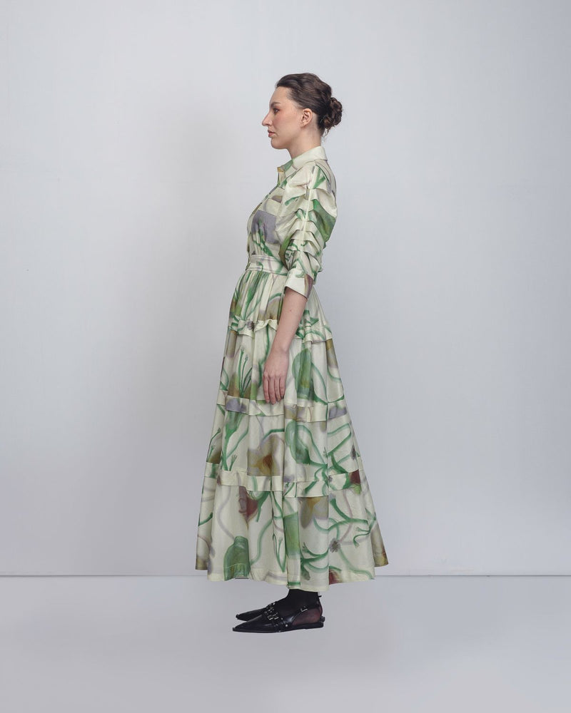 Paron Print Pleated Dress - Paron Print in Mint cotton Buy Paron Print Pleated Dress - Paron Print in Mint from C&W | Dresses for Women by Leh Studios for women in Singapore