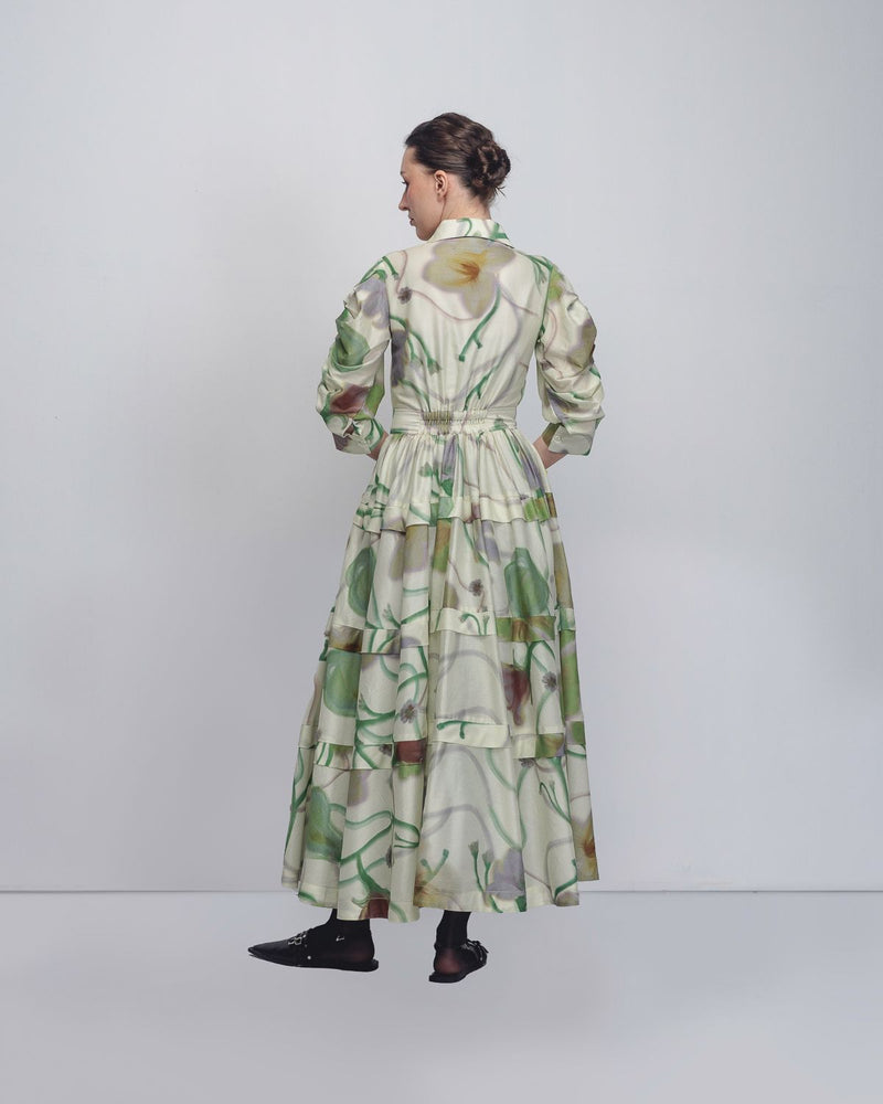 Paron Print Pleated Dress - Paron Print in Mint cotton Buy Paron Print Pleated Dress - Paron Print in Mint from C&W | Dresses for Women by Leh Studios for women in Singapore