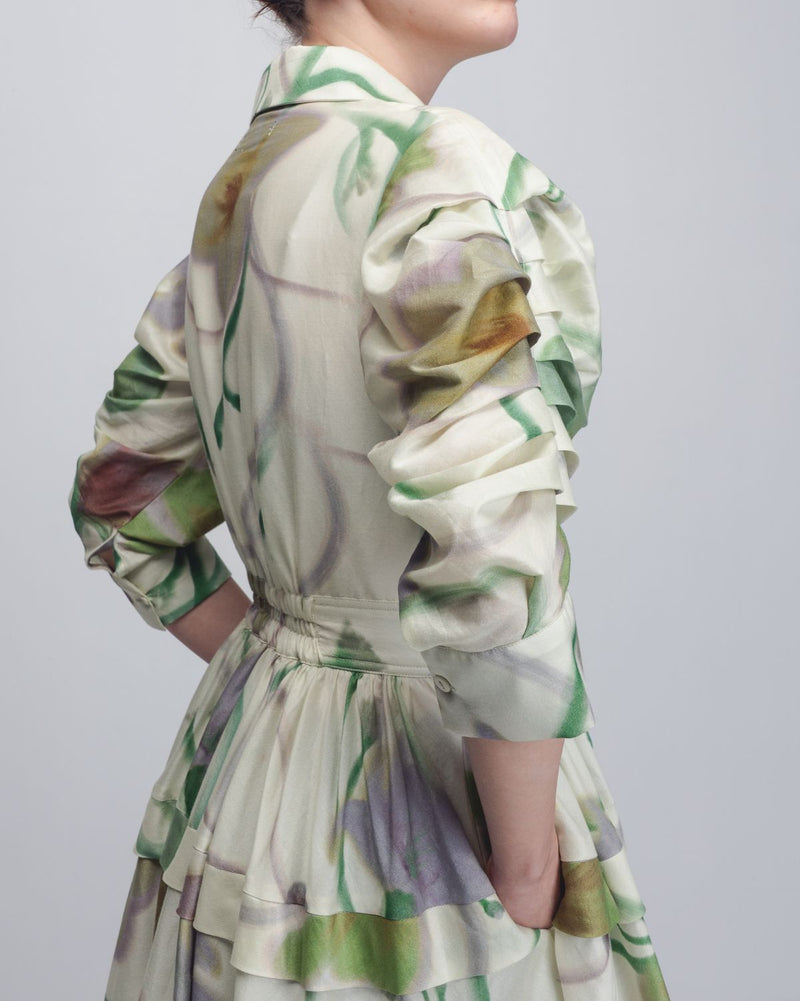 Paron Print Pleated Dress - Paron Print in Mint cotton Buy Paron Print Pleated Dress - Paron Print in Mint from C&W | Dresses for Women by Leh Studios for women in Singapore