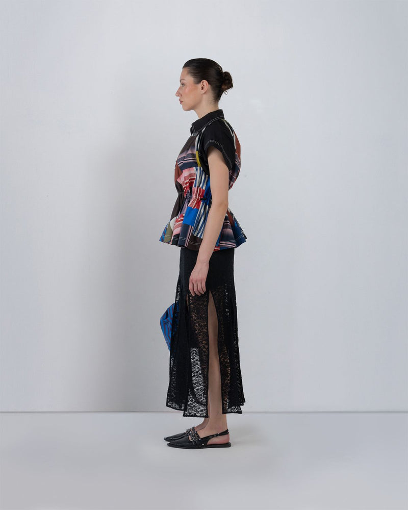 PATCHWORK PARKA TOP - Multicolour top/shirt by Leh Studios in multicolour for women in Singapore