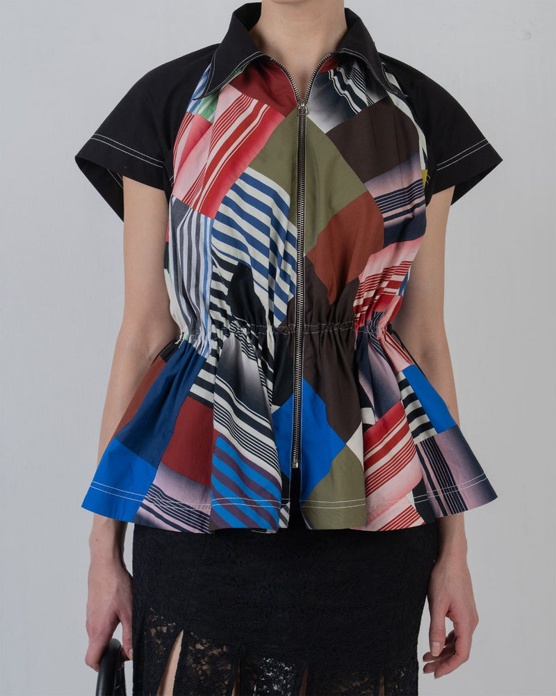 PATCHWORK PARKA TOP - Multicolour top/shirt by Leh Studios in multicolour for women in Singapore
