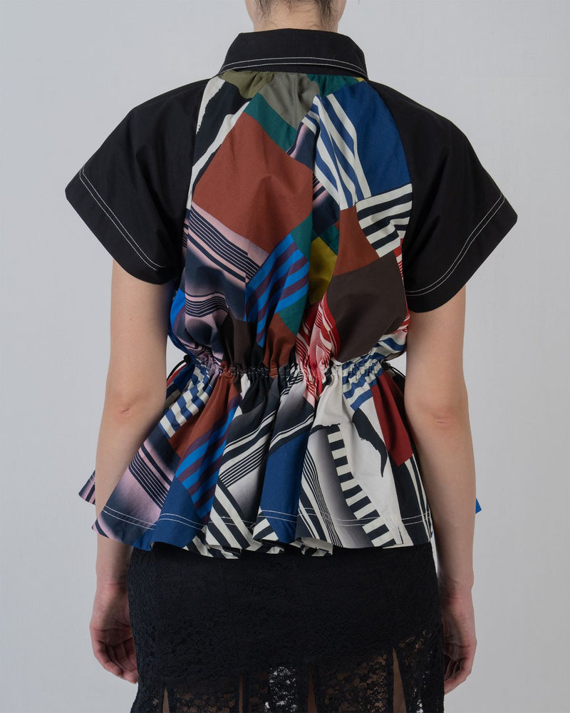 PATCHWORK PARKA TOP - Multicolour top/shirt by Leh Studios in multicolour for women in Singapore