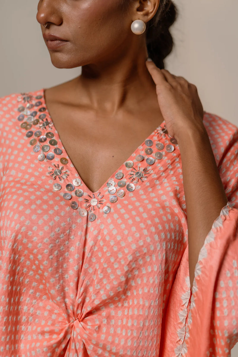 SAKURA SET-PEACH silk by Dyelogue in peach color for women in Singapore