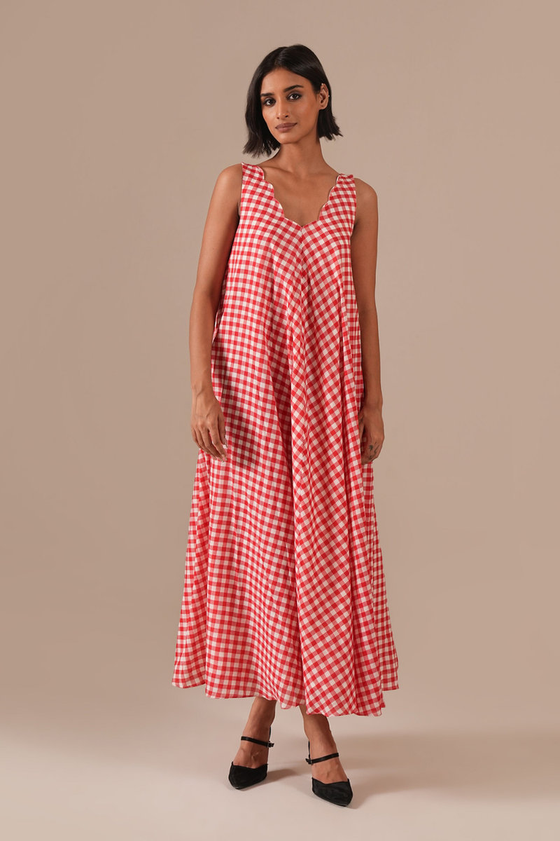 PEACH BLOSSOM DRESS 100% cotton Buy PEACH BLOSSOM DRESS from C&W | Dresses for Women by Indigo Dreams in red color for women in Singapore