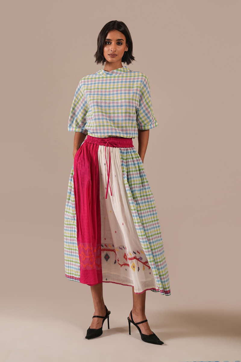 PETAL MIST DRESS 100% cotton Buy PETAL MIST DRESS from C&W | Dresses for Women by Indigo Dreams in green color for women in Singapore