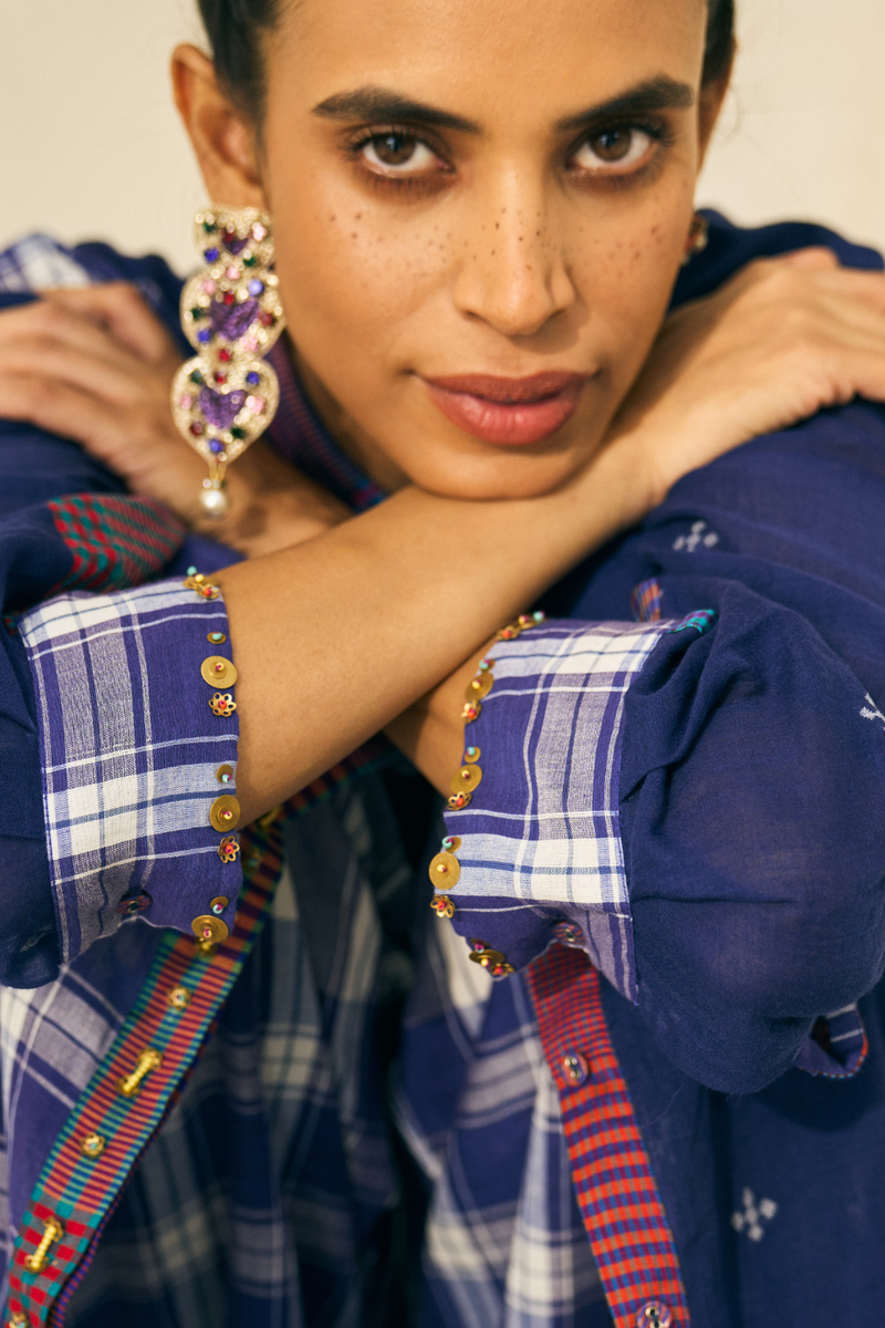 Peter Shirt cotton by SWATTI KAPOOR in purple color for women in Singapore