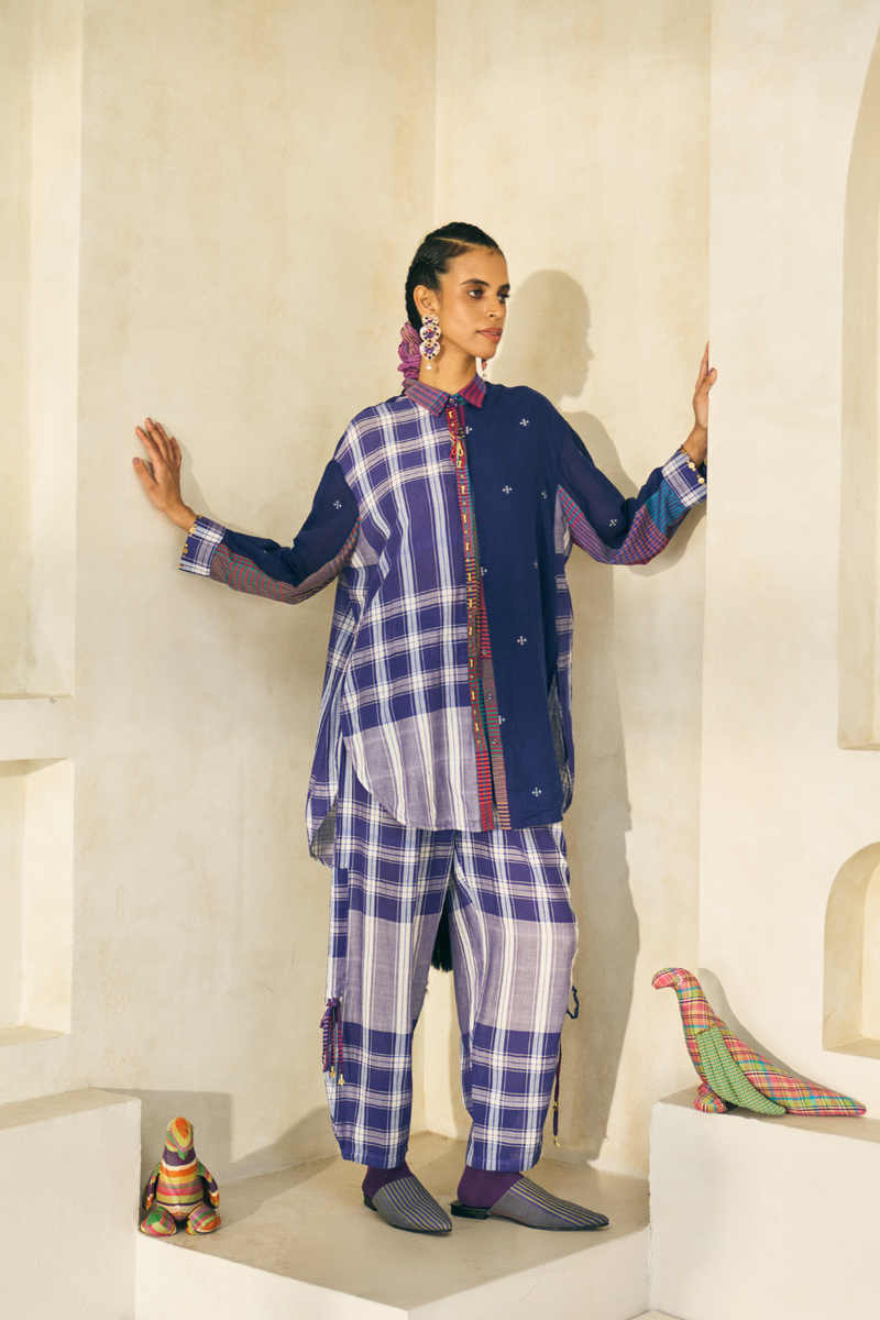 Peter Shirt cotton by SWATTI KAPOOR in purple color for women in Singapore