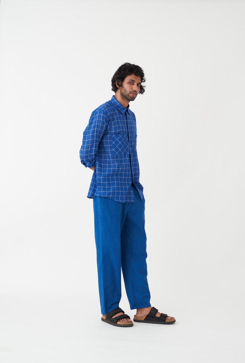 FRONT PLEATE PANT - ELECTRIC BLUE by THREE Men in blue color for men in Singapore