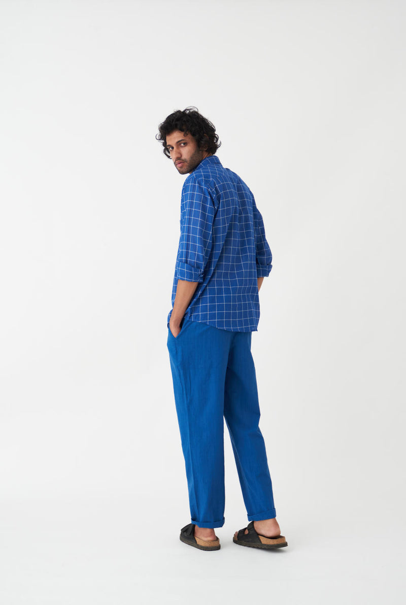 FRONT PLEATE PANT - ELECTRIC BLUE by THREE Men in blue color for men in Singapore