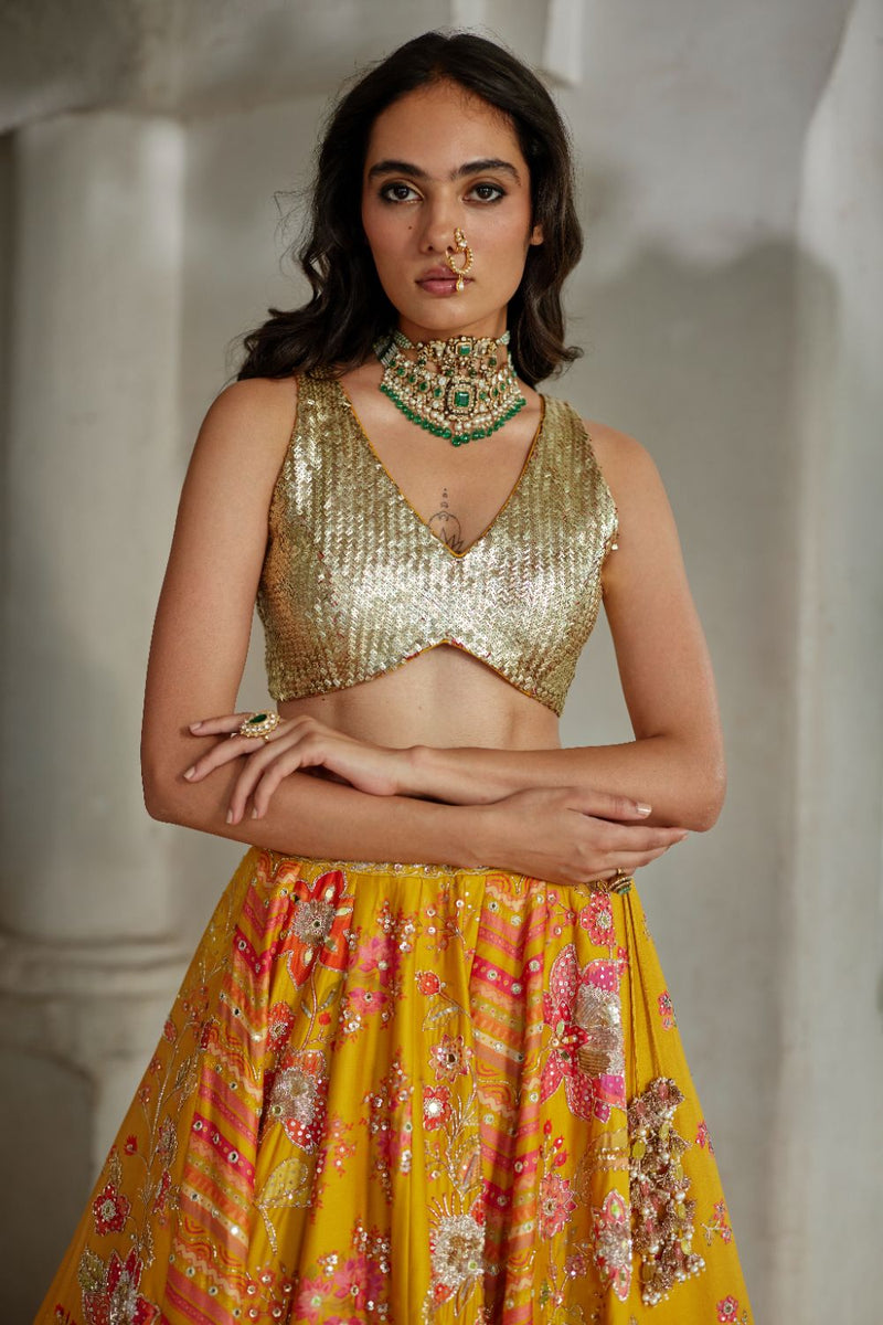 PH-2892 Naru Lehenga Set mul by Paulmi & Harsh in multi color for women in Singapore
