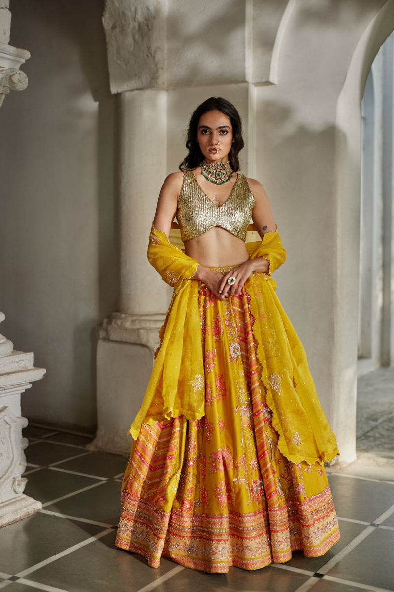 PH-2892 Naru Lehenga Set mul by Paulmi & Harsh in multi color for women in Singapore