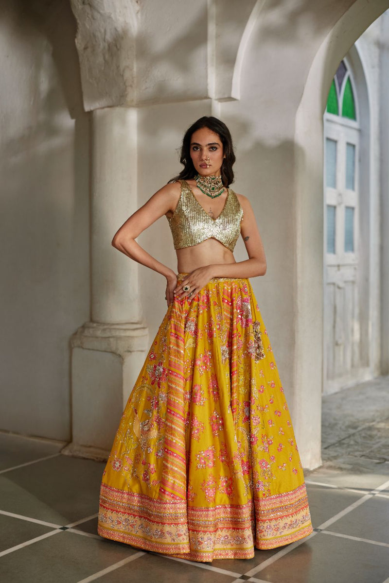 PH-2892 Naru Lehenga Set mul by Paulmi & Harsh in multi color for women in Singapore