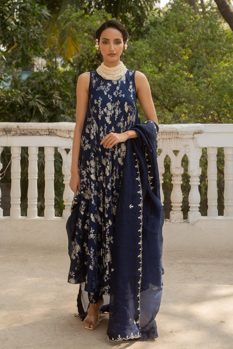 PH-3062 Kurta Set-Blue by Paulmi & Harsh in blue color for women in Singapore